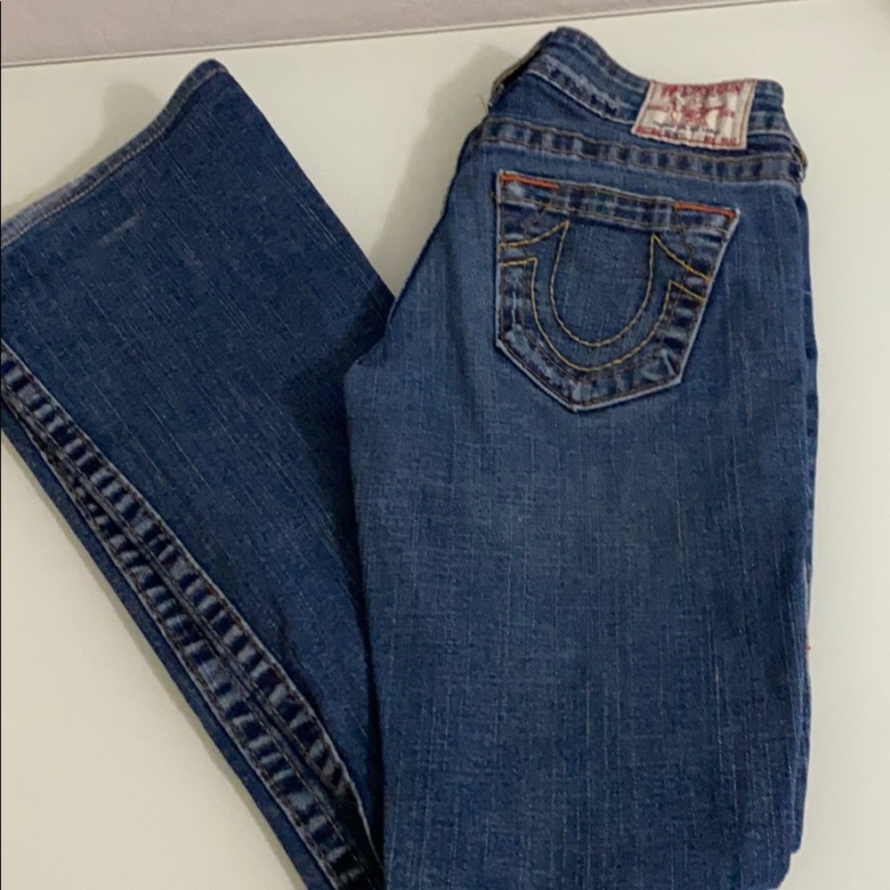 True Religion Women's Boot Cut Jeans in Classic Blue Denim
